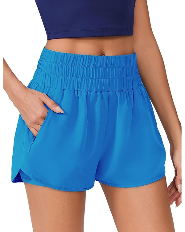 PINSPARK Running Shorts for Women Quick Dry High Waisted Athletic Short 2 in 1 Workout Gym Shorts... | Amazon (US)