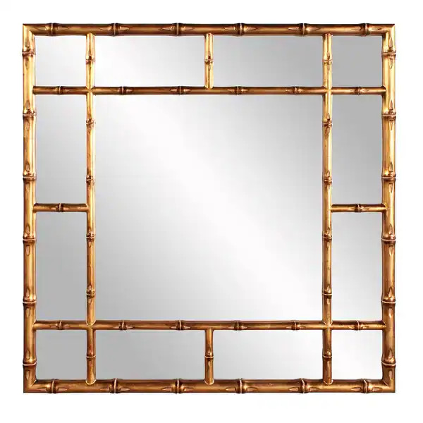 Allan Andrews Square Bamboo Framed Wall Mirror - 40" x 40" - Gold | Bed Bath & Beyond
