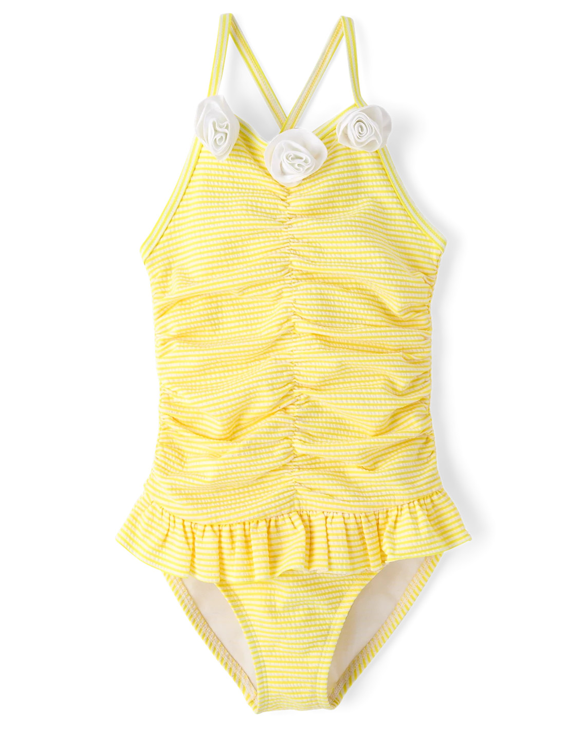 Girls Sleeveless Floral Seersucker Ruffle One Piece Swimsuit - Swim Shop - YELLOW | Gymboree | Gymboree