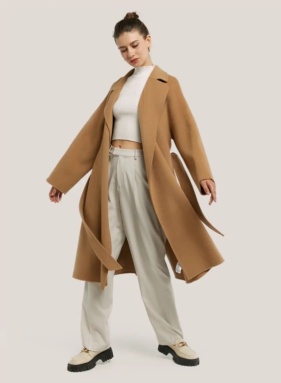 100% Wool Belted Wrap Coat | Gentle Herd