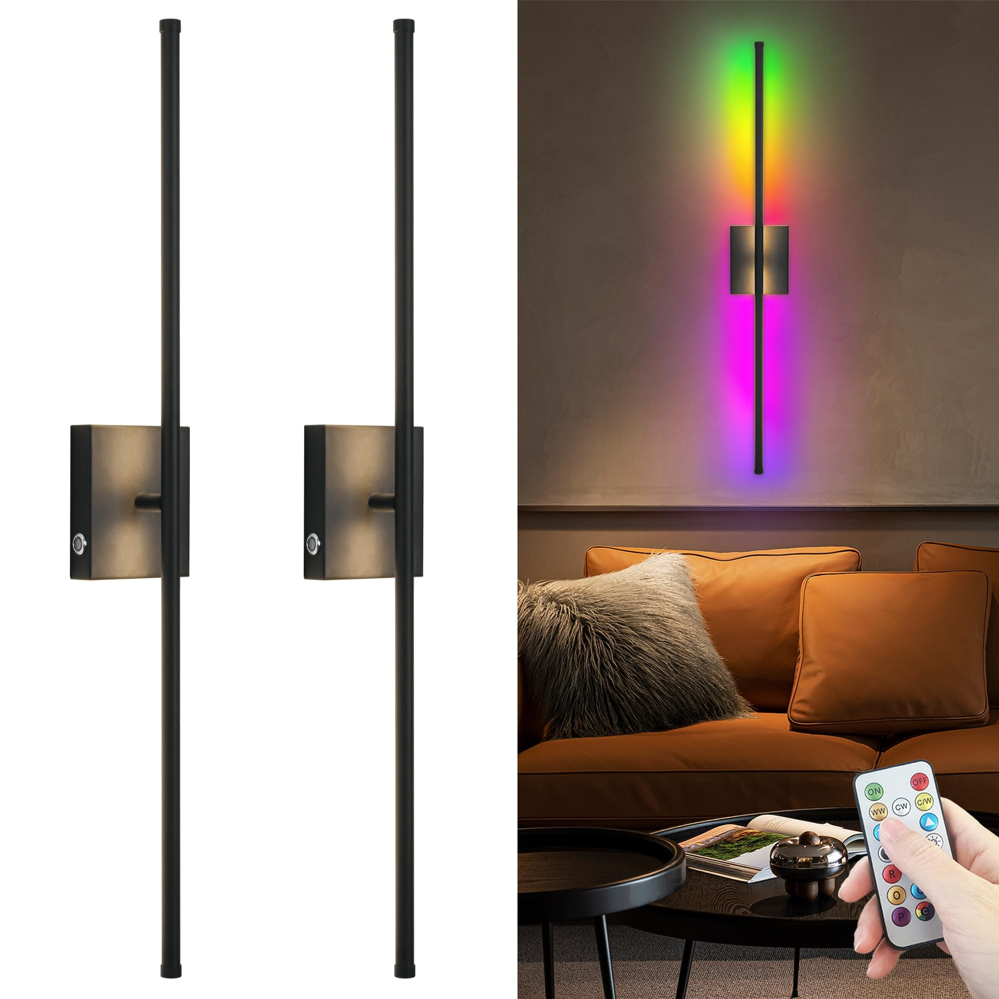 Wireless Sconces Set Of 2,10000 mAh Large Capacity Battery Wall Sconce Up To 70 Hours Use Time,36... | Amazon (US)