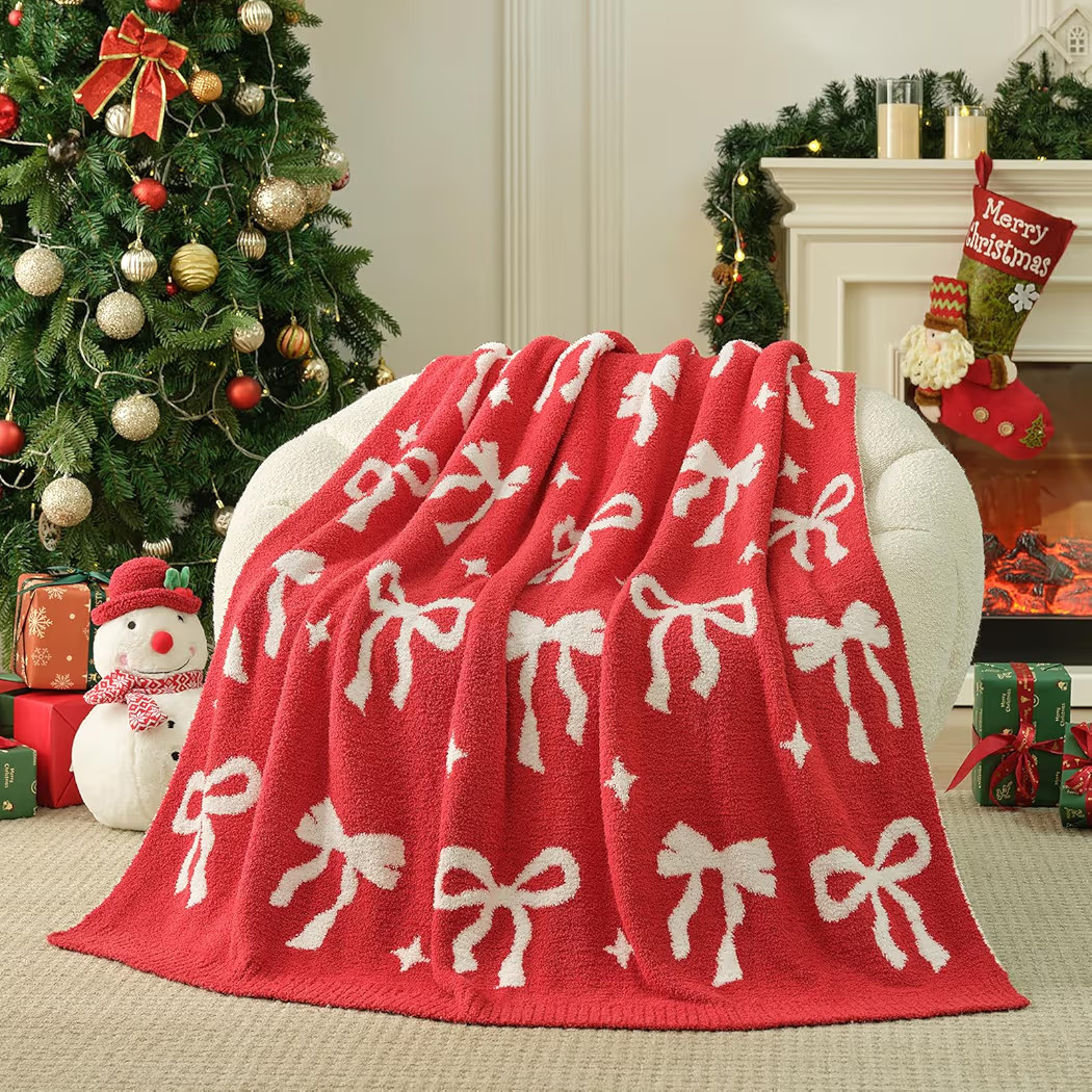 Snuggle Sac Bow Throw Blanket Red Christmas Blanket 50x60 inches, Ultra Soft Cozy Throw Blanket f... | Amazon (US)