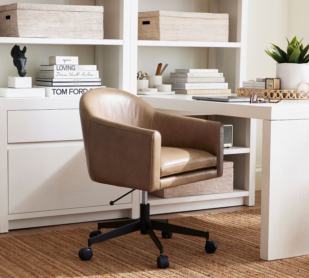 Gideon Leather Swivel Desk Chair | Pottery Barn (US)