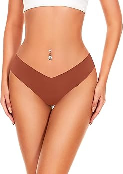 Hellopopgo Seamless Thongs For Women V-waisted No Show Thong Seamless Panties Breathable Comforta... | Amazon (US)