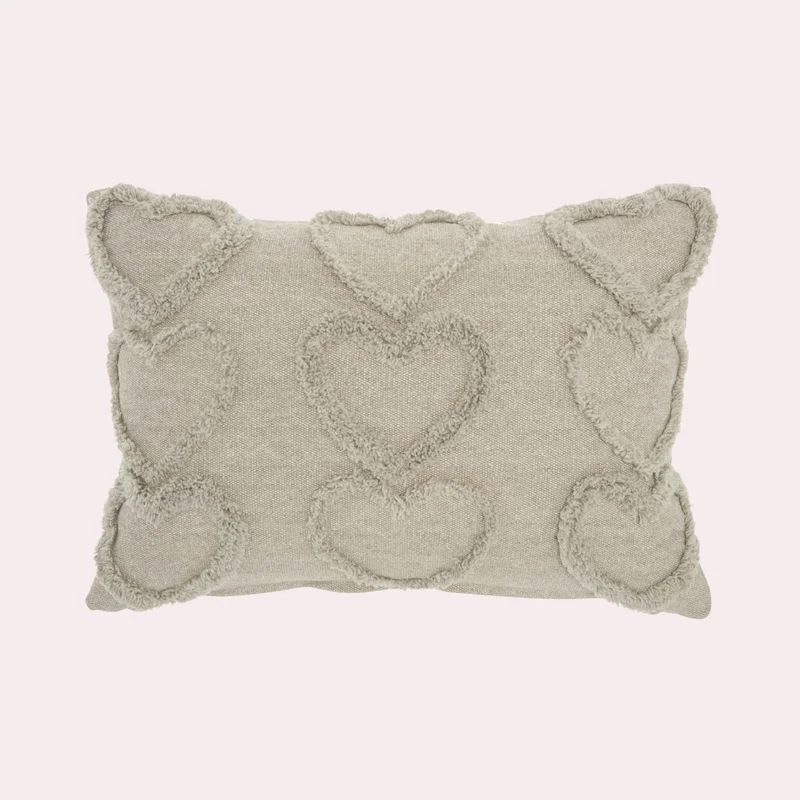 Grau Textured Hearts Rectangular Pillow Cover & Insert | Wayfair North America