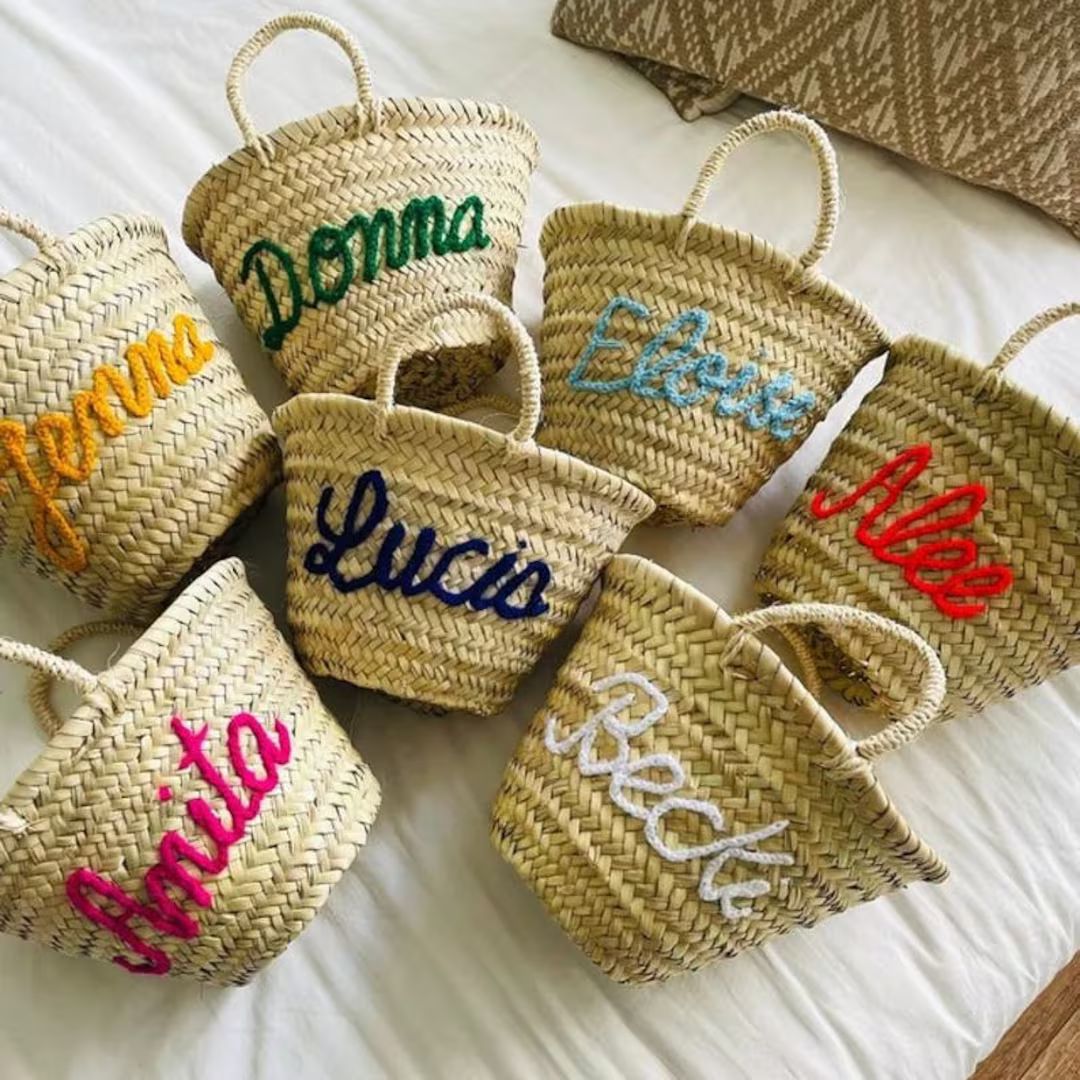 Personalized Straw Moroccan Basket,bridal Shower Bags,customized Straw Bags,custom Beach Bag,stra... | Etsy (US)