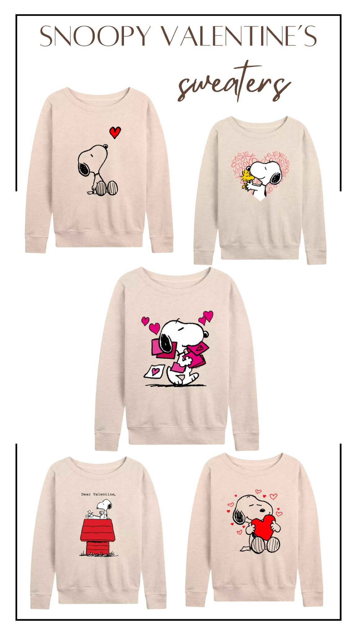 The cutest Snoopy Valentine’s sweaters 💕

#LTKSeasonal #LTKStyleTip