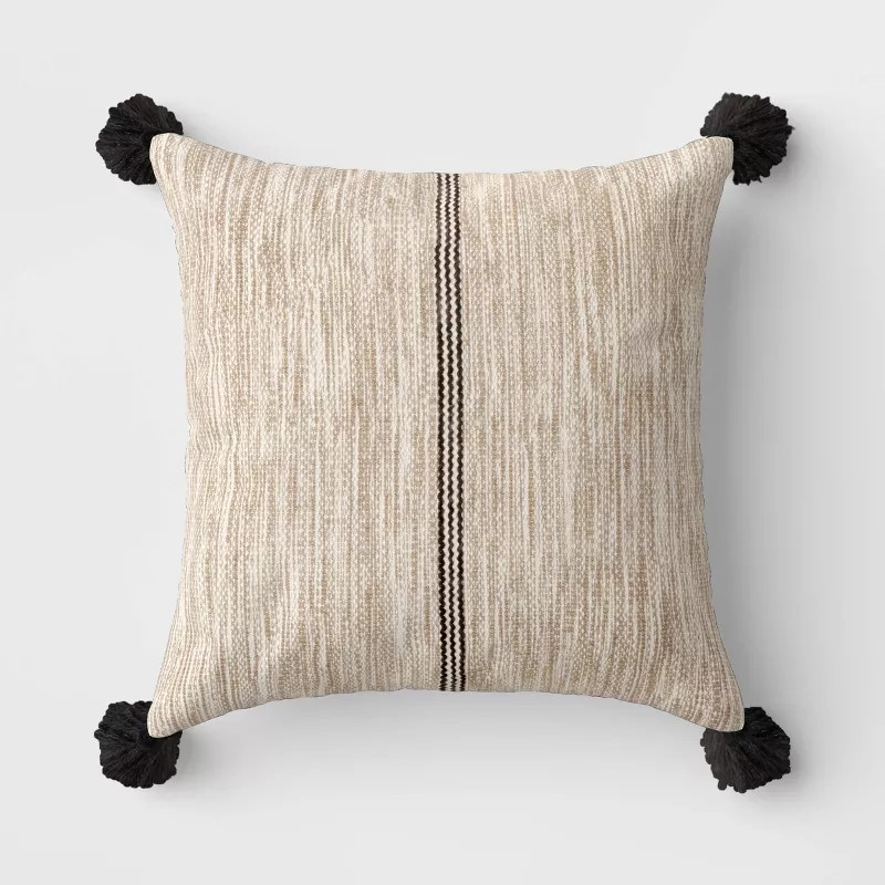 Oversized Outdoor Throw Pillow Black/Neutral Stripe - Threshold™ | Target