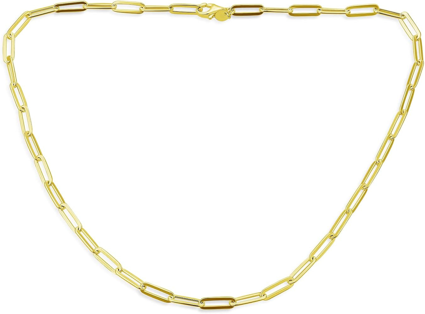 Solid Strong Yellow 14K Gold Over .925 Sterling Silver Modern Paperclip Link Chain Choker Necklac... | Amazon (CA)