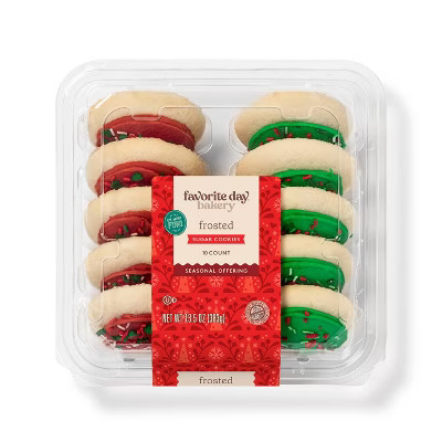 Christmas Red & Green Frosted Sugar  Cookies - 13.5oz/10ct - Favorite Day™ | Target