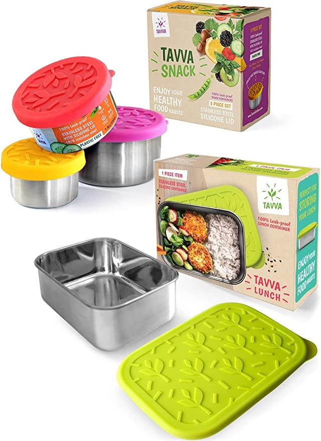 TAVVA Bundle - Tavva Snack Stainless Steel Food Containers [Set of 3] | Tavva Lunch 23oz Stainles... | Amazon (US)