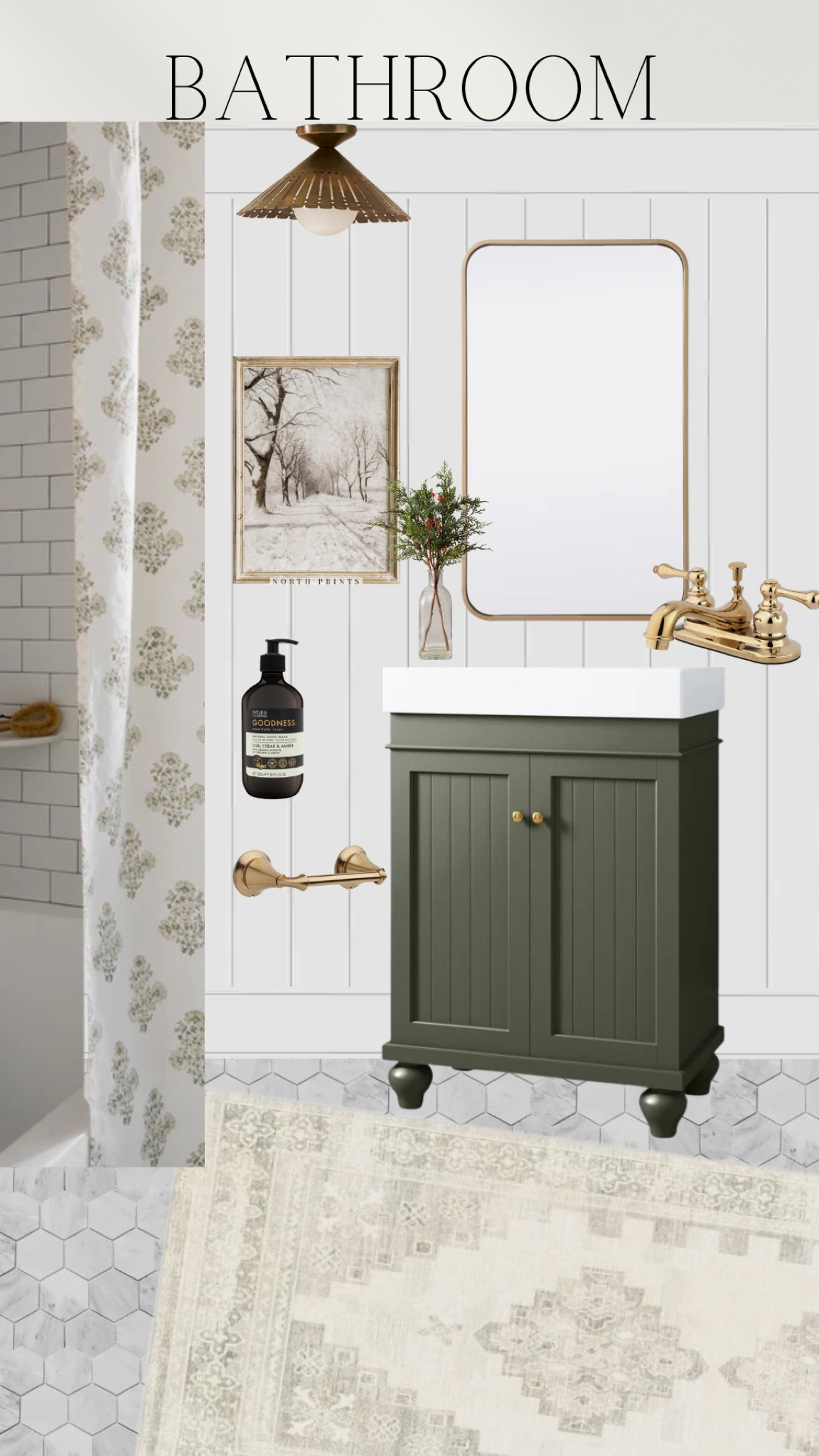 Bathroom mood board. Vanity. Decor. Shower curtain. McGee and co. Wayfair 

#LTKhome #LTKHoliday #LTKSeasonal