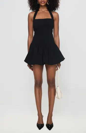 Princess Polly Gigli Bubble Hem Halter Minidress in Black at Nordstrom Rack, Size 6 | Nordstrom Rack
