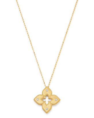 Roberto Coin 18K White Gold or 18K Yellow Gold Venetian Princess Diamond Pendant Necklace, 17" | ... | Bloomingdale's (AU)
