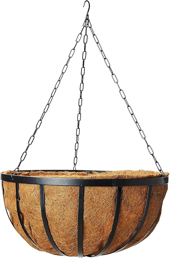 Arcadia Garden Products Coconut 1593 Solstice Round Hanging Basket Planter, 20-Inch, Black | Amazon (US)