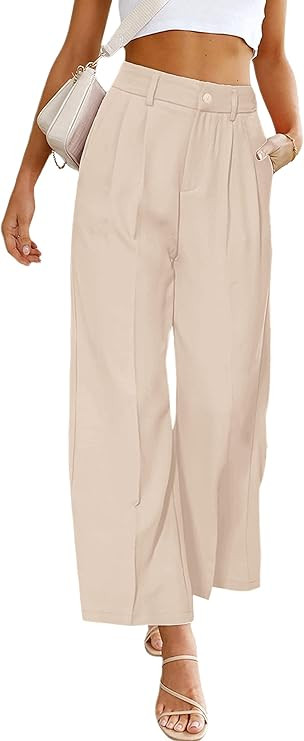 PRETTYGARDEN Women's Casual Summer Work Pants High Waisted Palazzo Pant Flowy Wide Leg Trousers w... | Amazon (US)