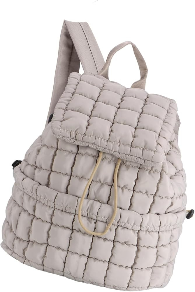 GOKTOW Quilted Backpack for Women, Puffer Gym Bag for Travel Sports Lightweight Drawstring,Khaki | Amazon (US)