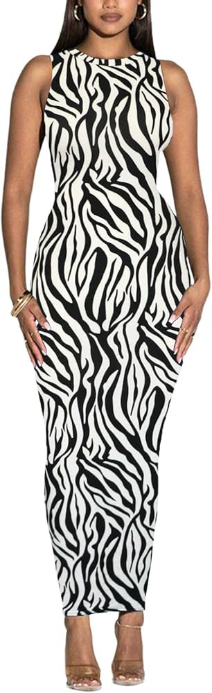 Women's Summer Long Bodycon Dress - Casual Basic Club Party Sleeveless Tank Sheath Dresses | Amazon (US)