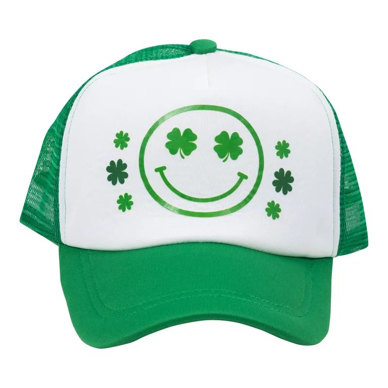 Way to Celebrate St Patrick's Day Smiley Trucker Hat, Green and White | Walmart (US)