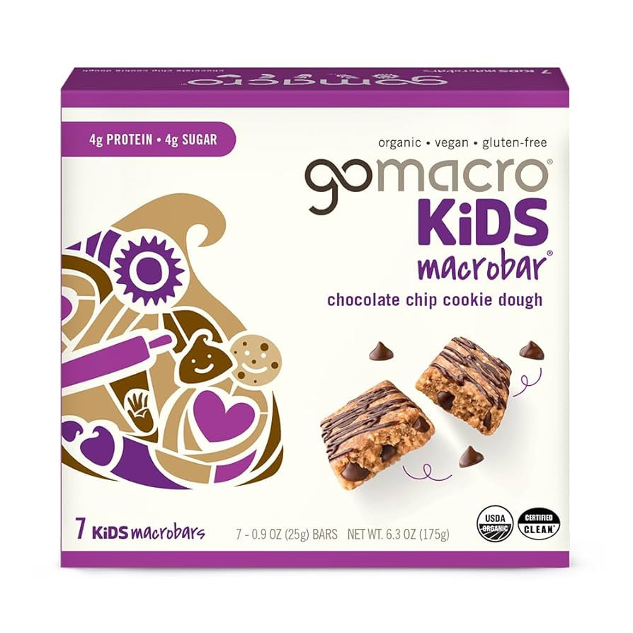 GoMacro Kids MacroBar Organic Vegan Snack Bars - Chocolate Chip Cookie Dough (0.90 Ounce Bars, 7 ... | Amazon (US)
