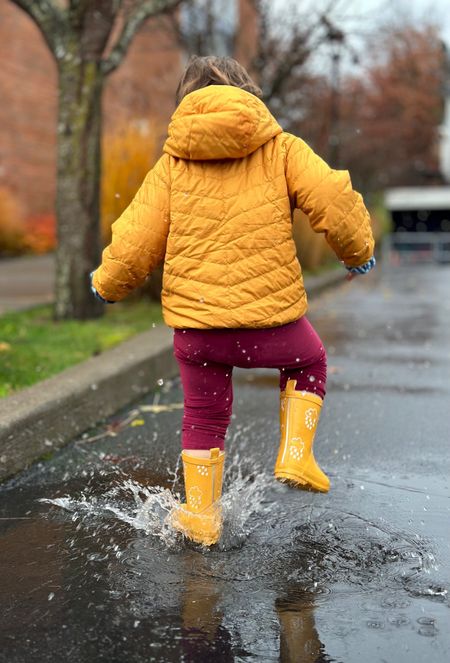 These are the coolest boots ever! 

The rain drops on the boots change color when in contact with water! And I love that they have a fleece lining to keep her toes warm on chilly days. 

#LTKfamily #LTKkids #LTKSeasonal
