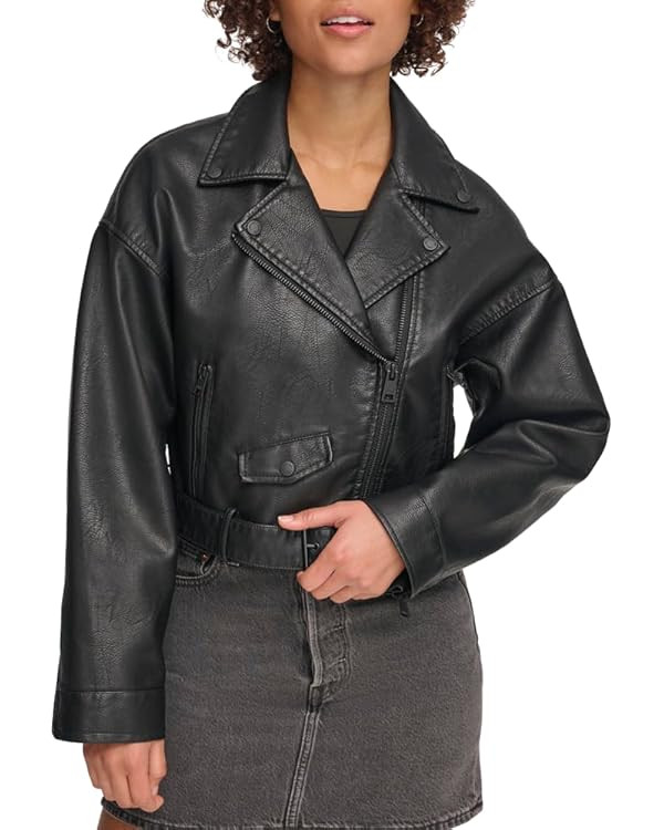 Levi's Women's Faux Leather Cropped Moto Jacket | Amazon (US)