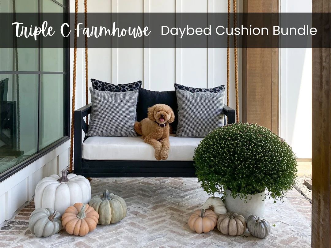 QUICK SHIP * Curated Daybed Cushion Bundle - Triple C Farmhouse Set - Sunbrella Cushion Set - Cus... | Etsy (US)