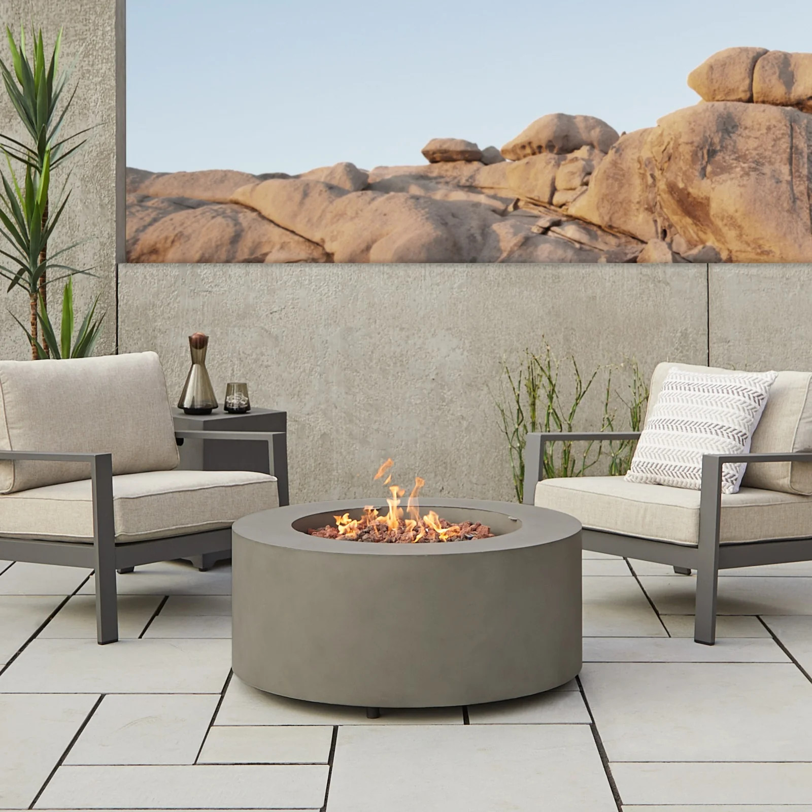 Aegean Round Propane Fire Table with NG Conversion Kit-Real Flame\u00ae | Real Flame