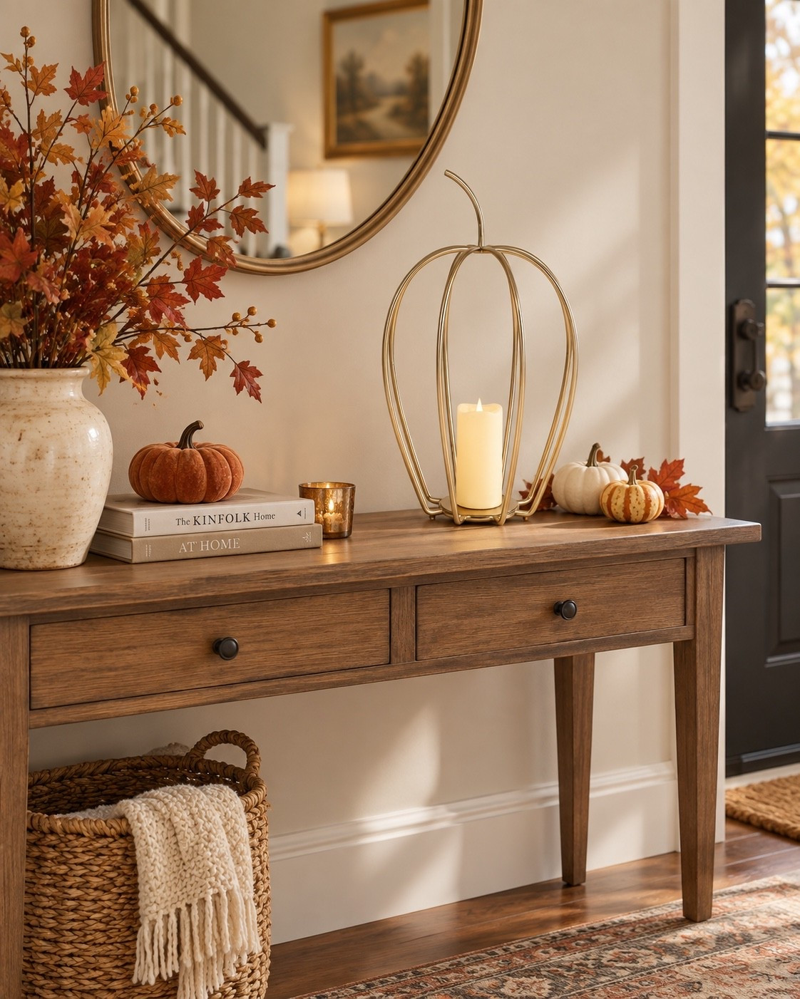 Fall console table 
Pumpkin lantern

#LTKSeasonal #LTKHome