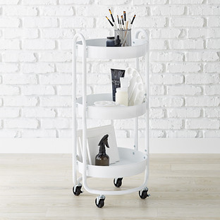 3-Tier Round Rolling Cart White | The Container Store