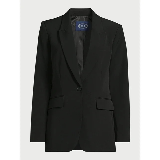 Scoop Women's Ultimate One Button Crepe Suit Blazer, Sizes XS-XXL | Walmart (US)