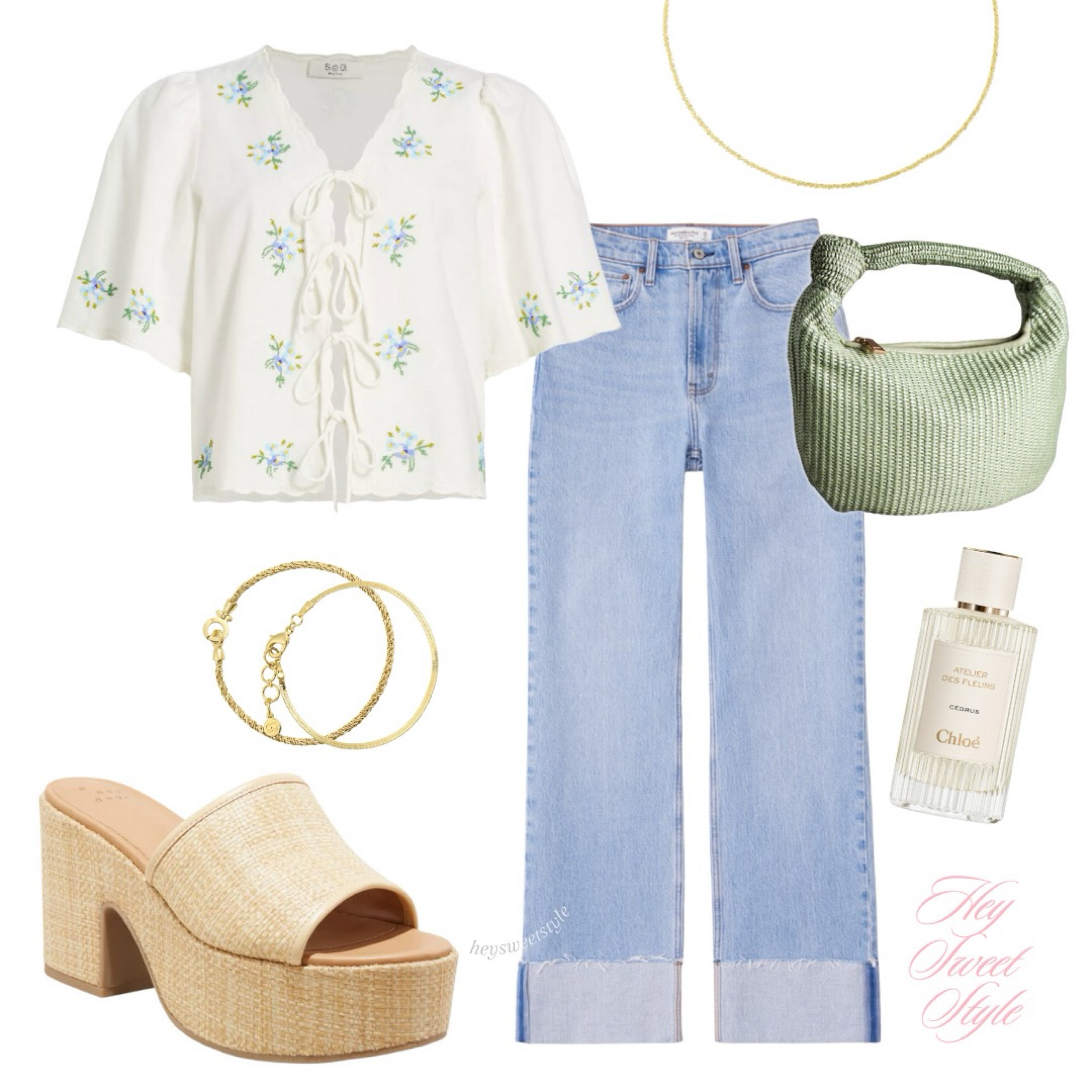 Floral beaded top + cuffed denim

#LTKSeasonal #LTKfindsunder100