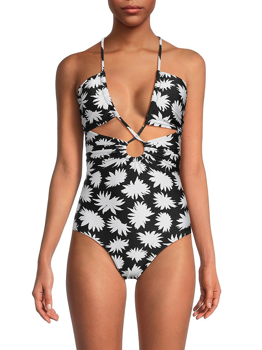 PatBO Women's Dahlia Floral One-Piece Swimsuit - Black - Size XL | Saks Fifth Avenue OFF 5TH