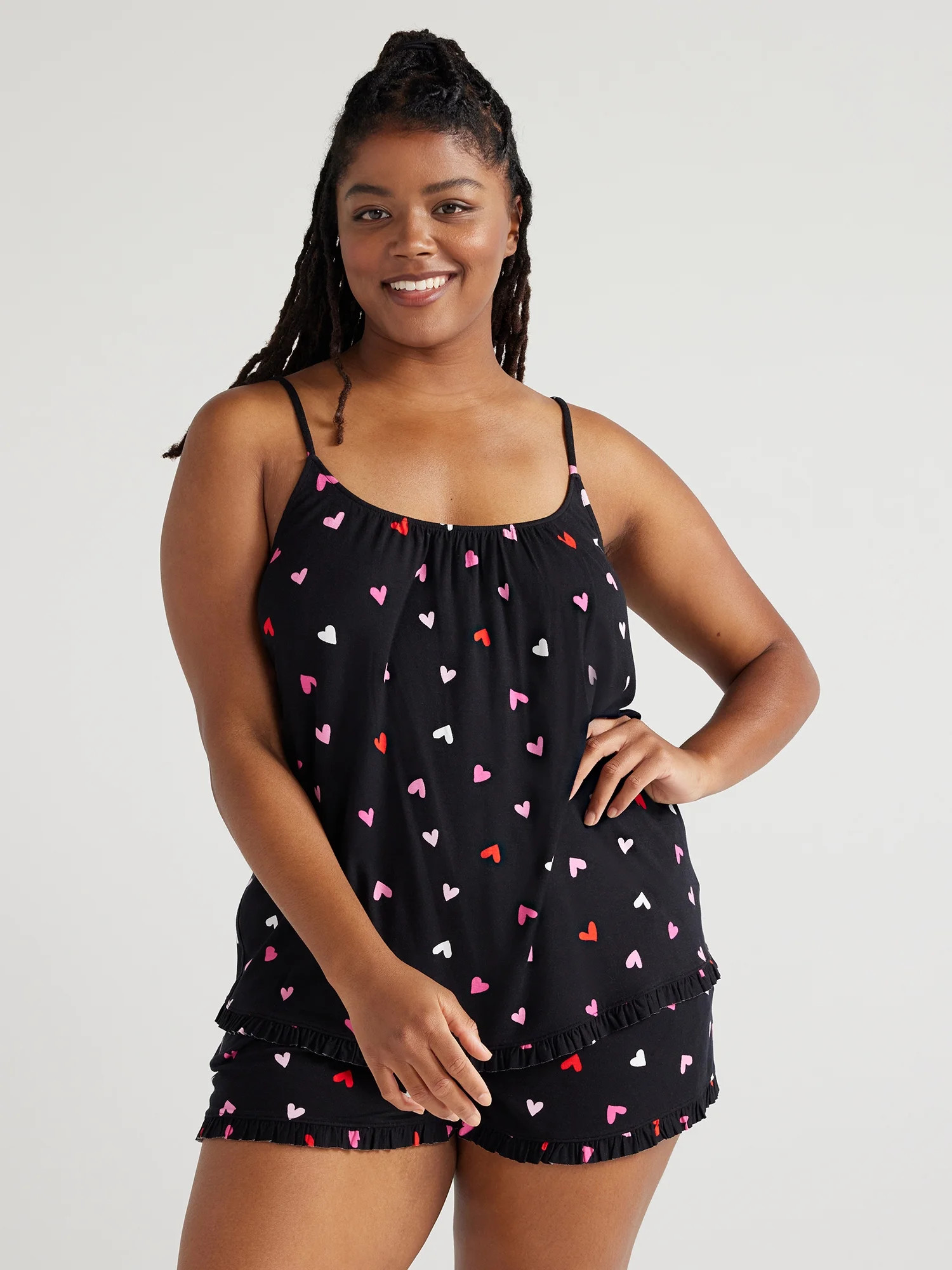 Joyspun Women's Knit Camisole and Shorts Pajama Set, 2-Piece, Sizes S to 3X - Walmart.com | Walmart (US)