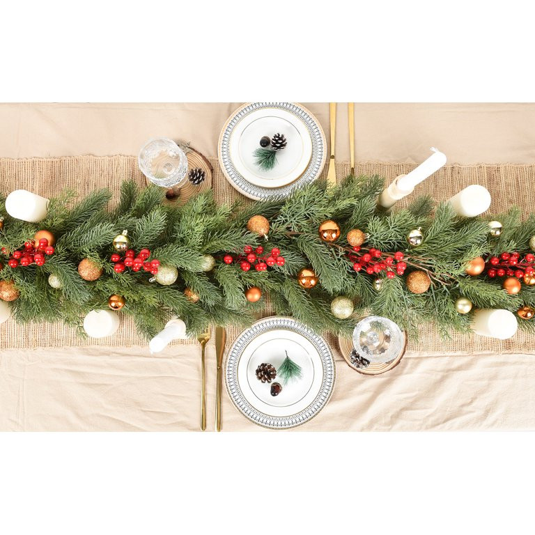 Gomaty Pine Christmas Garland, 6Ft Christmas Greenery Garland Realistic Cedar Garland Cypress Gar... | Walmart (US)