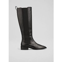 Zara Black Leather Knee Boots, Black | L.K. Bennett (UK)