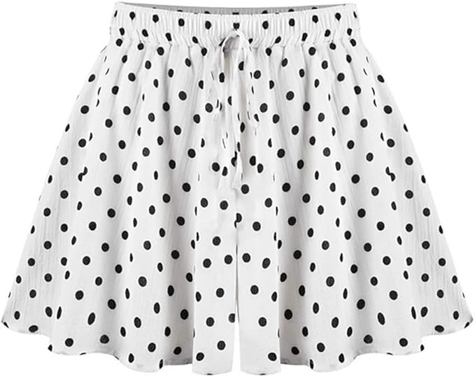 Women's Summer High Elastic Waist Drawstring Wide Leg Chiffon Culottes Comfy Shorts | Amazon (US)