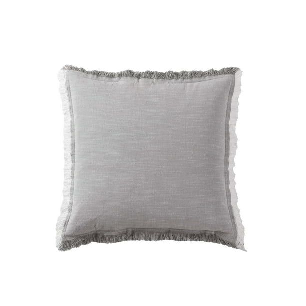 Better Homes & Gardens Decorative Throw Pillow, Contrast Cotton Fringe, Grey, 20'' x 20'', 2 Pack | Walmart (US)