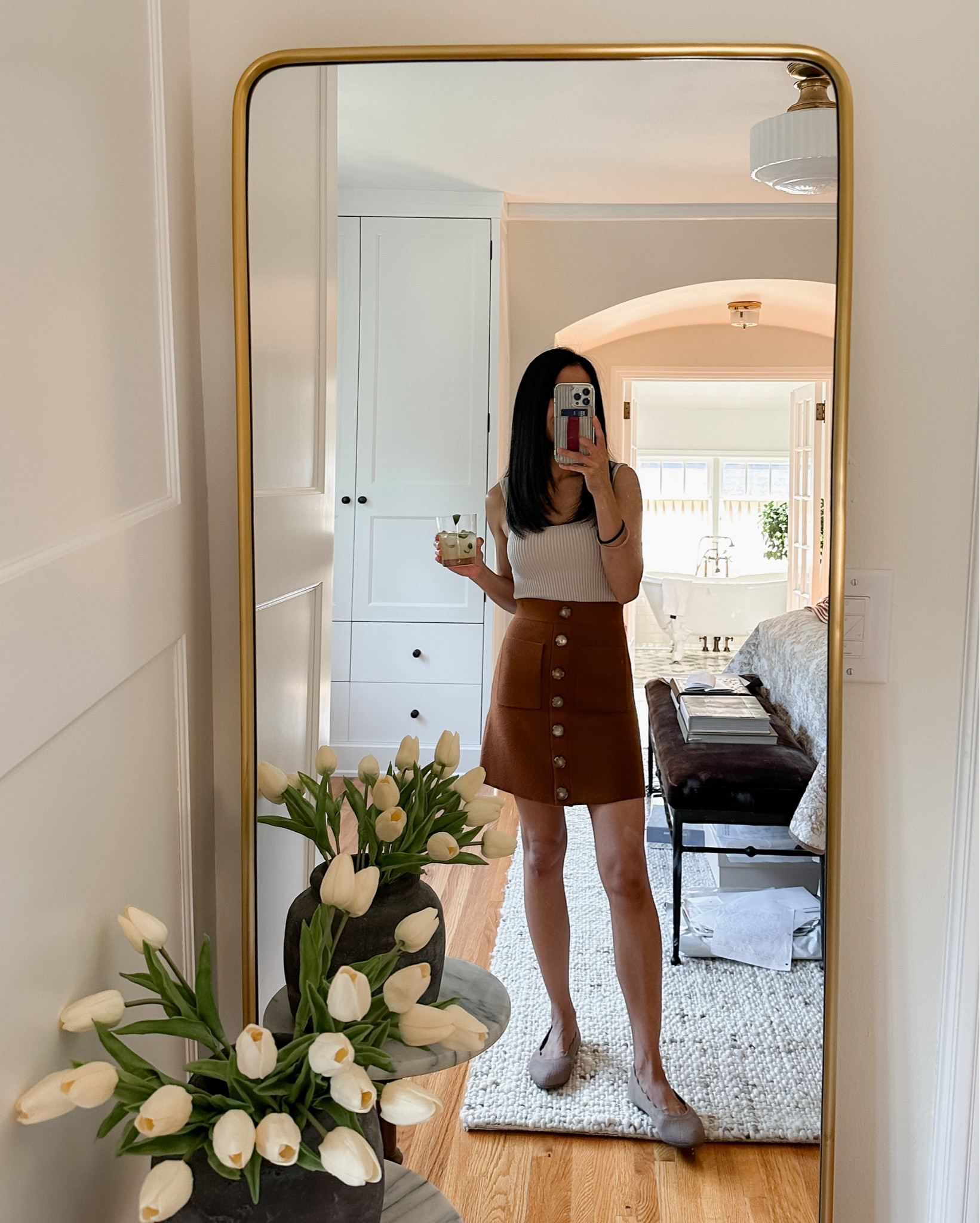 Outfit for Brian’s birthday celebration - favorite skirt ever! Could also transition into fall. I wear my washable ballet flats only in the house but paired with comfortable leather clog-style mule shoes for dinner. They’re a splurge but the quality and comfort is worth it, especially bc I have wide feet. Linking a similar style for  less. *date night outfit, summer outfit, fall outfit

#LTKStyleTip