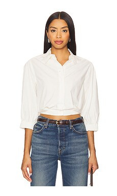 Bobi Puff Sleeve Cropped Top in Pearl from Revolve.com | Revolve Clothing (Global)