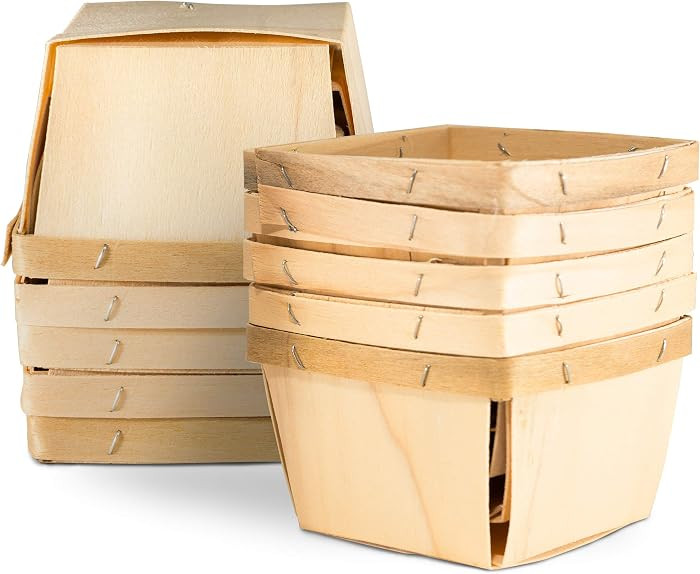One Pint Wooden Berry Baskets (10 Pack) \u2013 For Fruit Picking, Arts, Crafts, and Decor; 4\u201... | Amazon (US)