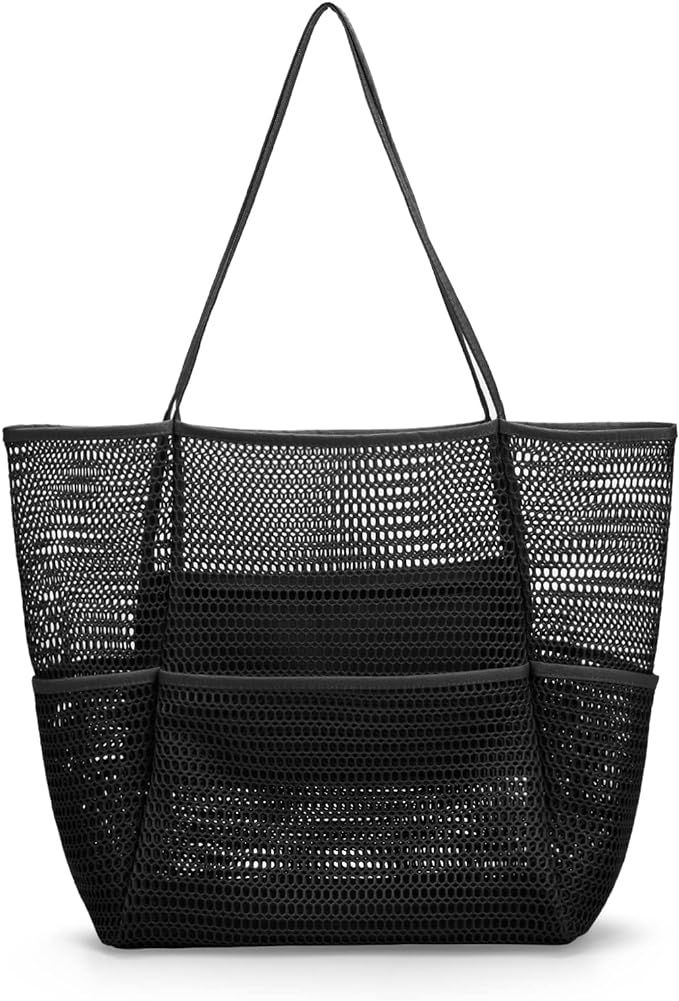 Mesh Beach Tote Bag for Women 2024 Upgrade Waterproof Pool Bag for Beach Vacation Swimming Family... | Amazon (US)