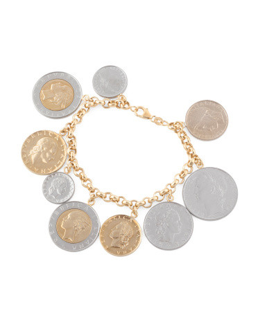 Made In Italy Gold Plated Sterling Silver Lira Coin Bracelet | TJ Maxx