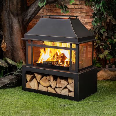 Deko Living 40inch Metal Wood Burner Fireplace | Lowe's