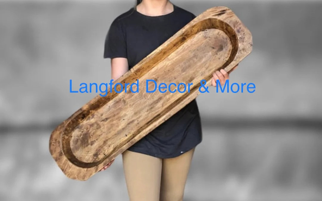 Hand Carved Wood Dough Bowl: 40" Rustic Farmhouse Table Centerpiece - Etsy | Etsy (US)