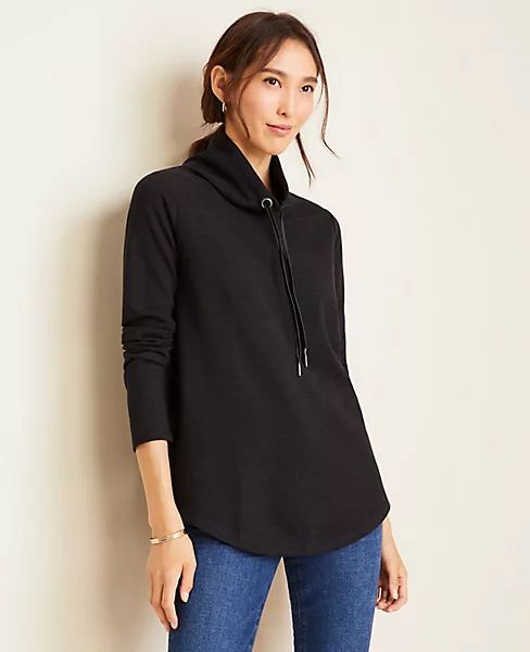 Brushed Flannel Drawstring Neck Tunic | Ann Taylor (US)