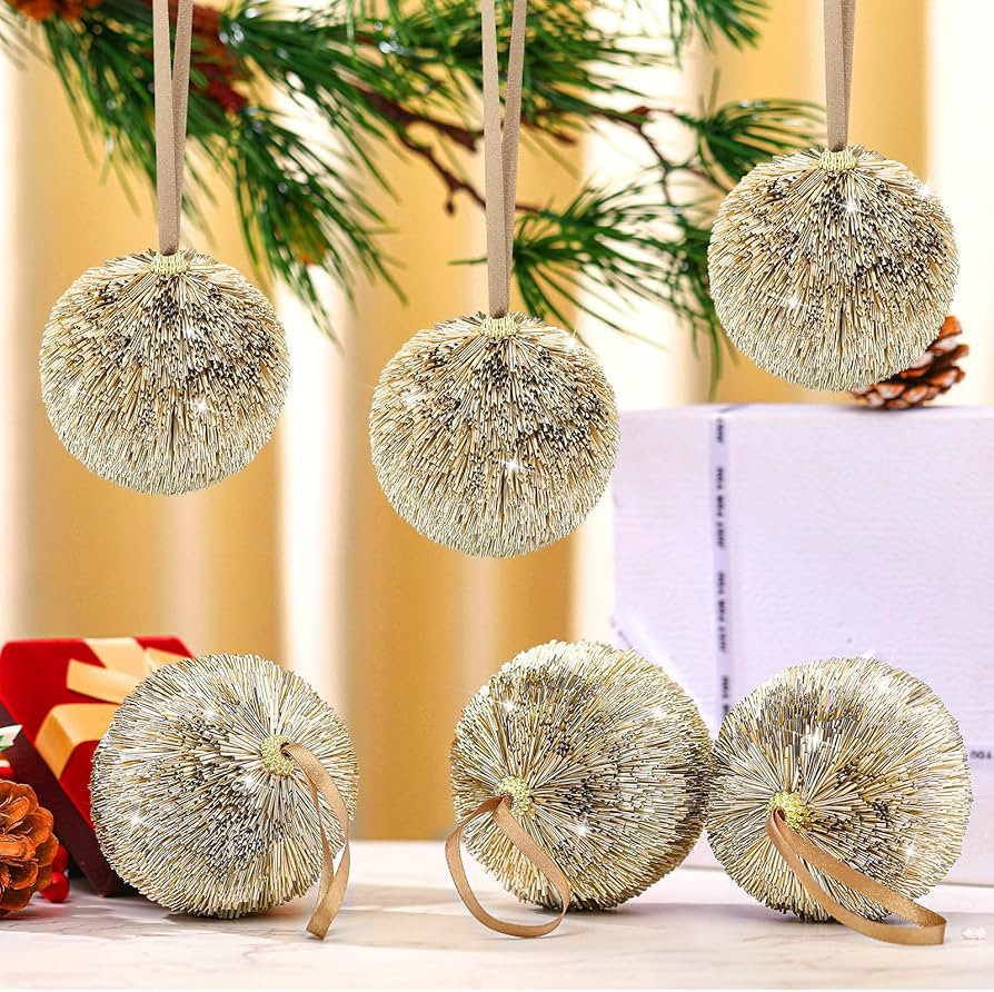 6 Pcs 4" Large Christmas Ball Ornaments for Trees Pipa Champagne Gold Shatterproof Ornaments Chri... | Amazon (US)