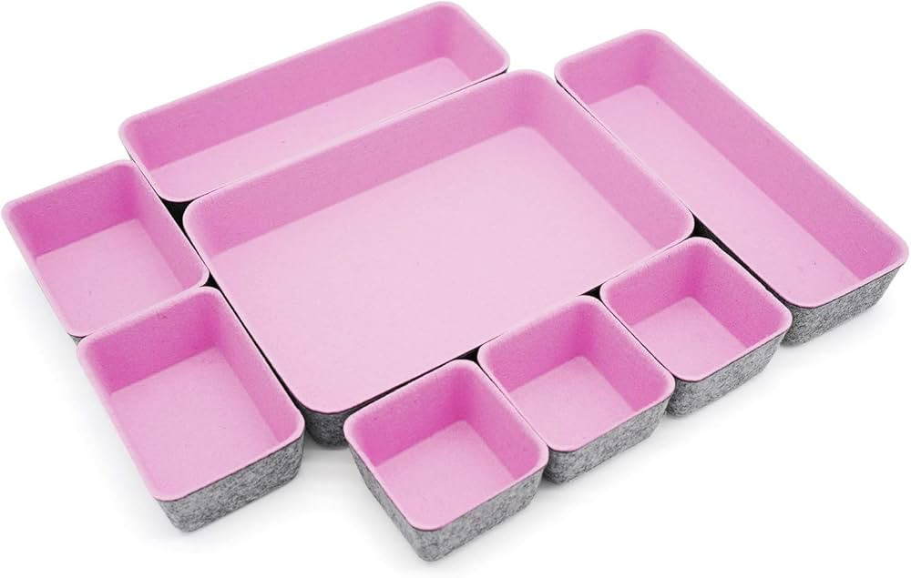 Welaxy desk drawer organizers tray dividers small shallow felt storage box sturdy soft bin for of... | Amazon (US)