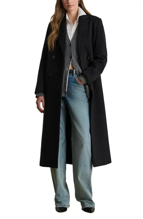 Lauren Ralph Lauren Double Breasted Wool Blend Reefer Coat in Charcoal at Nordstrom, Size 6 | Nordstrom