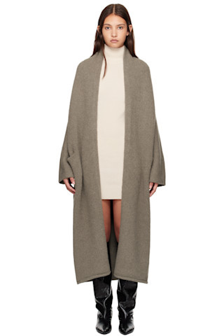 Gray Long Shawl Cardigan | SSENSE